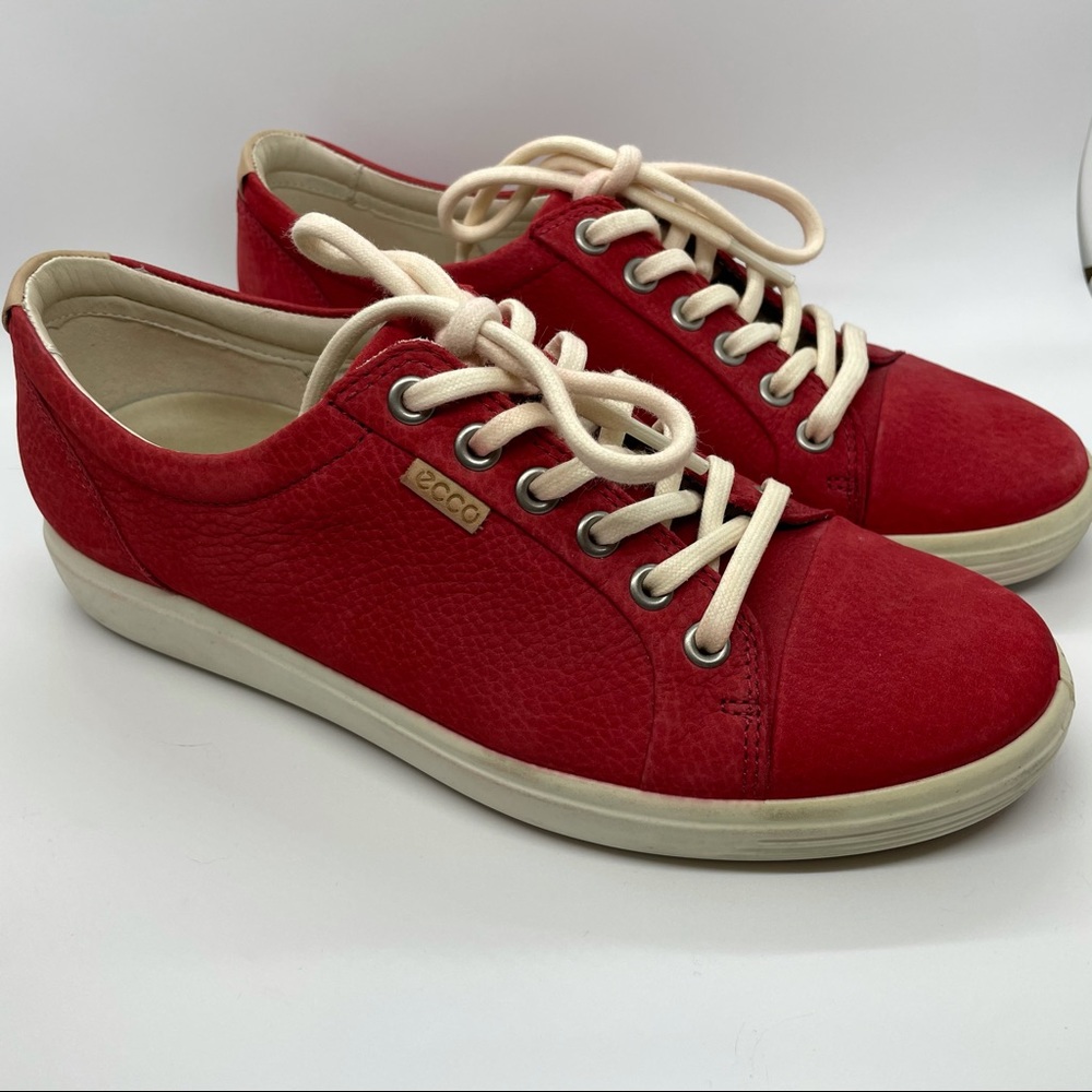 ECCO Women’s Leather Sneakers Red 38 - EUC
